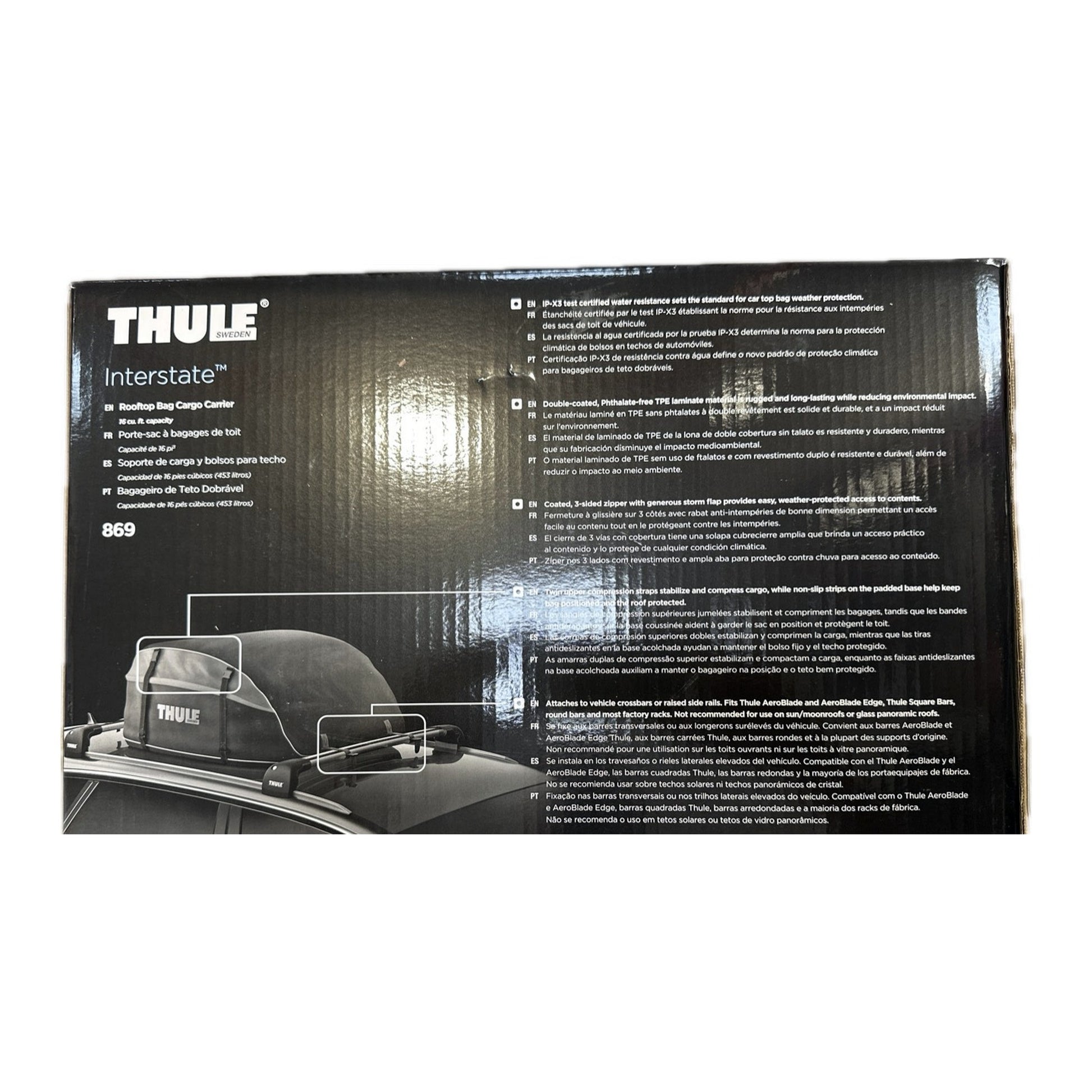 Thule Interstate rooftop bag cargo carrier package feature panel