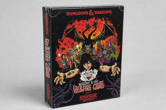Studio hero image of the sealed Dungeons & Dragons Stranger Things game box