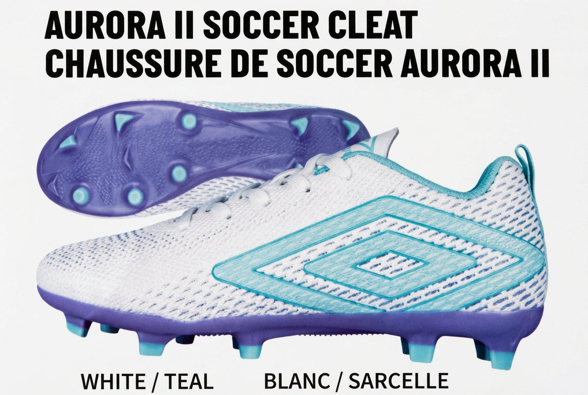 Box of Aurora II soccer cleats with size 5 label